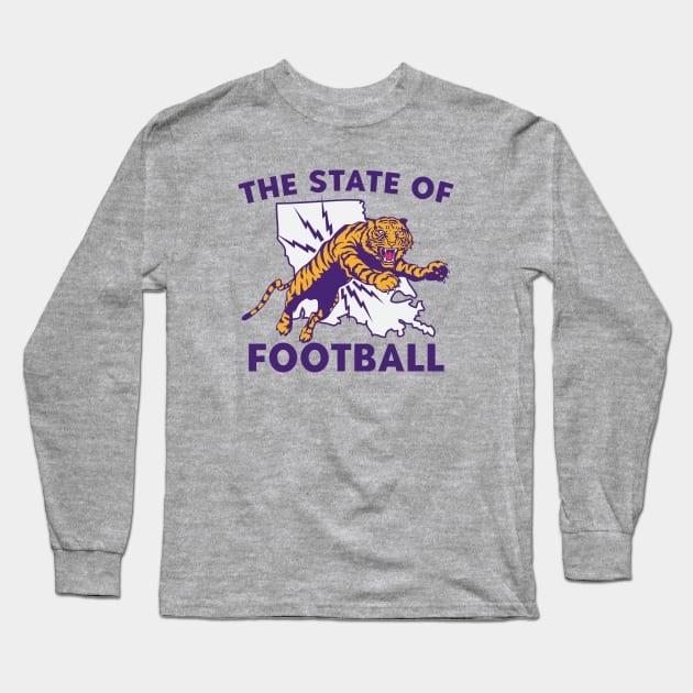 The State of Football // Vintage Tiger Purple and Gold Long Sleeve T-Shirt by SLAG_Creative
